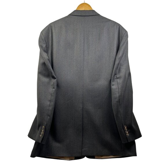 Oscar de la Renta Blazer Jacket Mens 48L Gray Herringbone 100% Wool Classic Fit - Picture 2 of 12